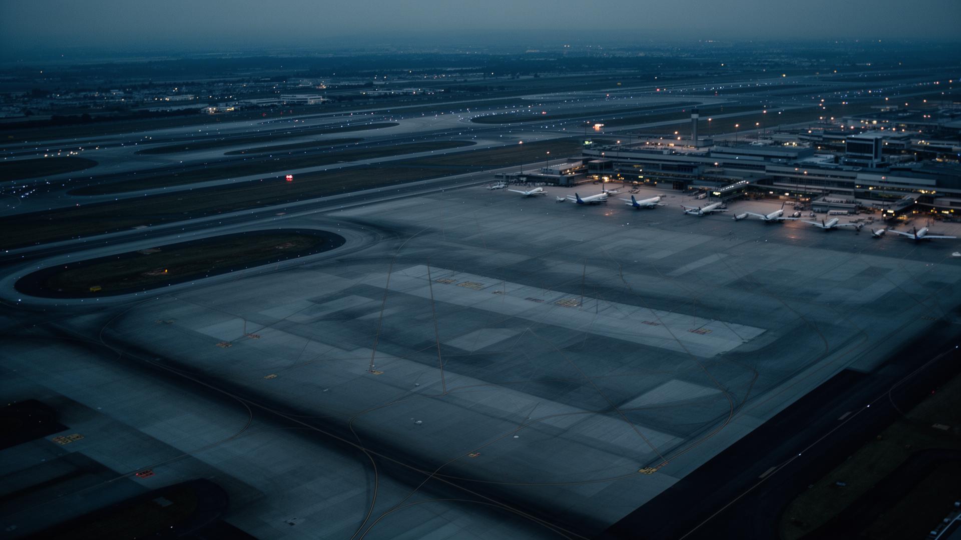 Aviation infrastructure at dusk
