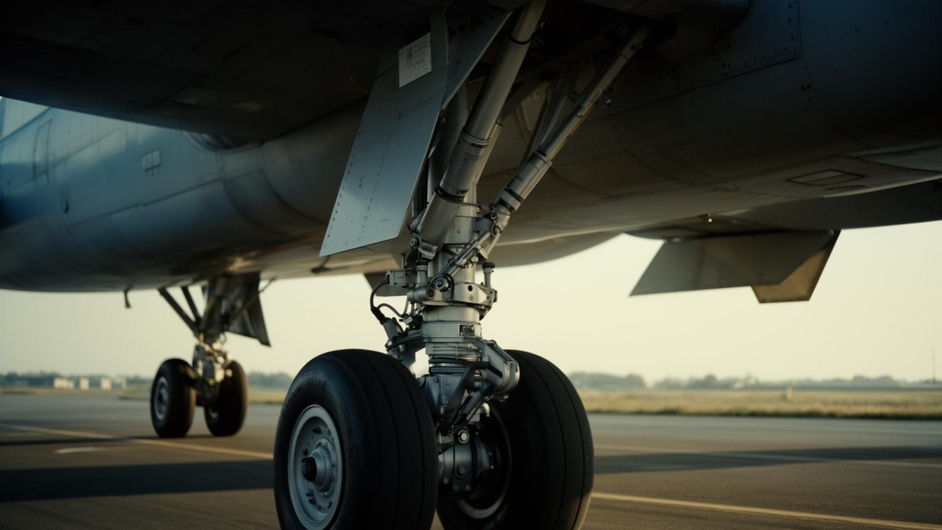 Landing gear and structural geometry, low directional light